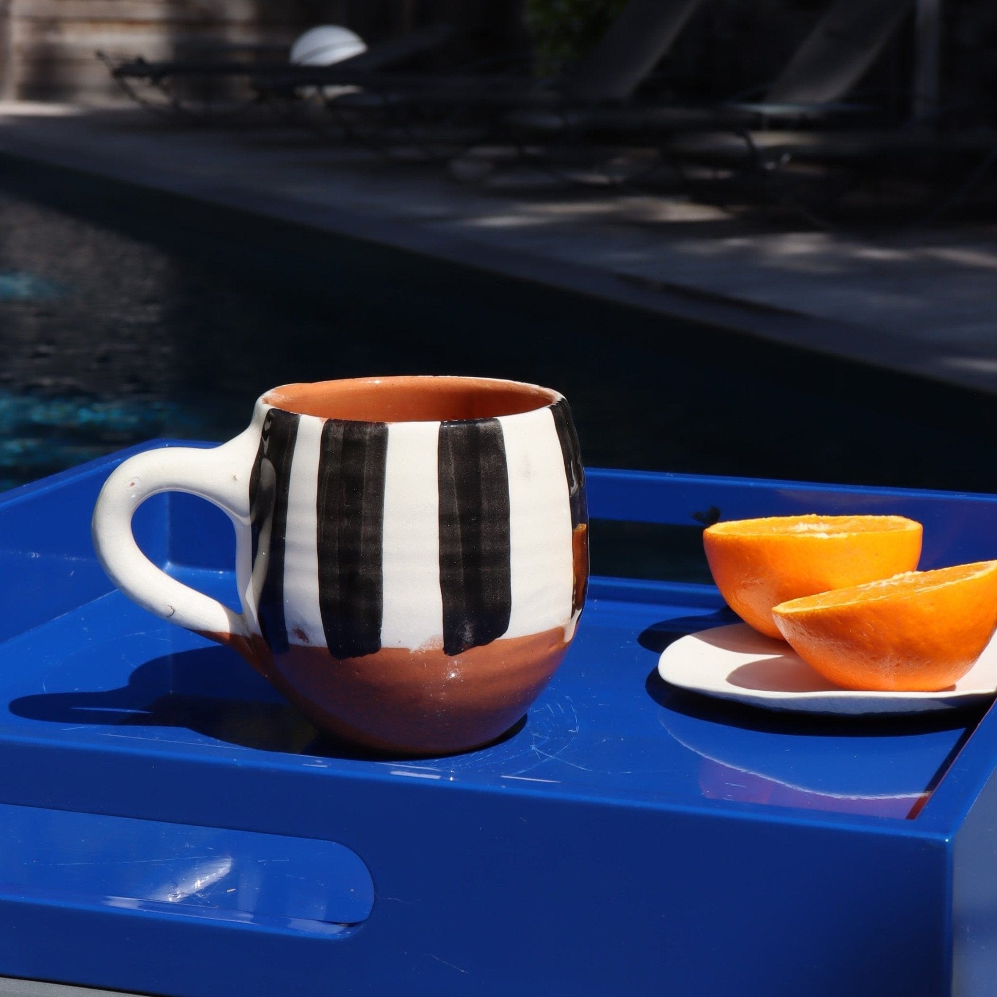 Artisanal Cup Stripes In Terracota Black - Rosetta's